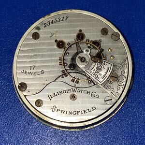 Illinois Watch Co. 17J Pocket Watch Movement 12s Springfield 1911